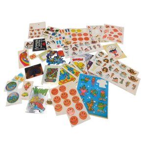 Large Lot of Vintage Stickers Smile Faces Sports Angels British Jazz Strawberry